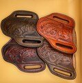 Leather knife sheath, pancake style for trapper style knife, buck 112