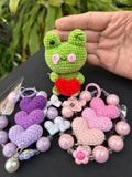crochet heart-themed keychain, bag charm accessories, home decor, gift for her, Valentine's Day gifts
