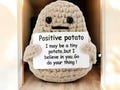 Positive Energy Potato Hug Pocket Mini Plush Doll - Handmade Wool Knitting with Card, Funny Christmas Gift & Home Decor