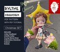 Christmas-outfit / Star Headband/Ruffle Collar/Long Sleeve Dress/Sleeveless Overdress/Apron, pattern / sewing tutorial, for Blythe ob22 ob24