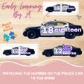 Educational Printable Activity, Matching Police Car Number Puzzle for Preschooler, Learning Numerals and Written Numbers, Number Recognition