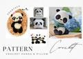 3in1 Crochet Panda plush pillow PATTERN Handmade Amigurumi animal