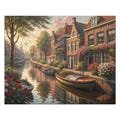 Dutch Canal Puzzle - Flower Boats & Traditional Houses, Scene Puzzle, Netherlands Landscape, Perfect Gift for Traveler Lovers