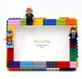 Colorful DIY LEGO Style Photo Frame with Miniature Figures - 4"x6" Size
