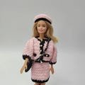 Black & Pink Crochet Doll Dress, Fashion Doll Dress Accessories, Crochet Doll Clothes Outfits without the Doll