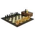 Tiger Ebony Chess Set 20 Inch With Weighted Ebonised Staunton French Knight Pieces 3.75 Inch