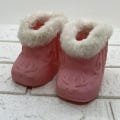 Cabbage Patch Kids Doll Vintage Pink Cowgirl Boots w Fur Trim
