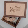 Complete Domino Box Set - Handmade walnut box incl: 91 piece dominos, 4 custom wood holders, hub and mini-trains. You will customize it.